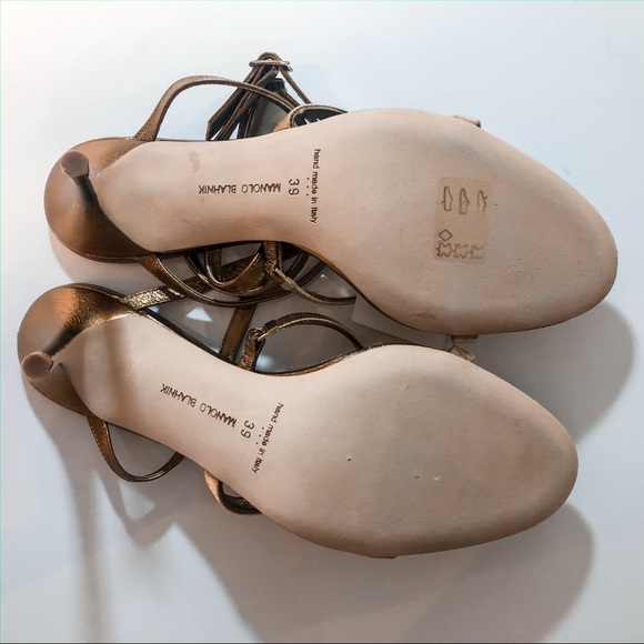 MANOLO BLAHNIK Lidia 90 bronze sandals shoes 39 - Picture 7 of 8